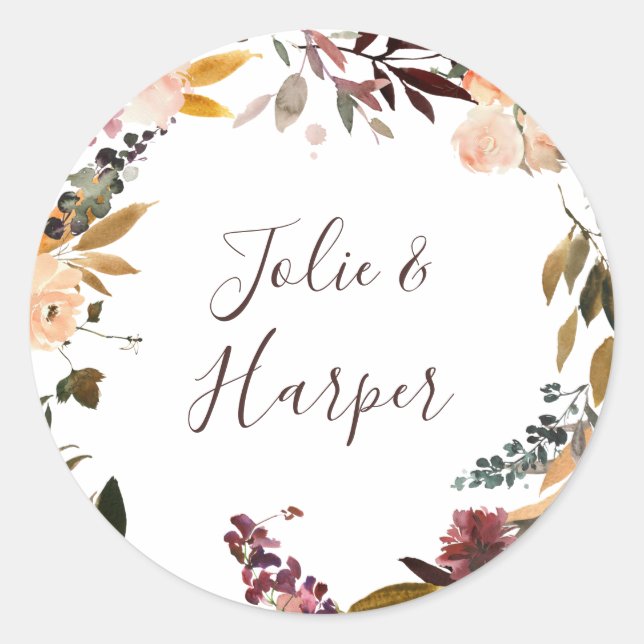 Sellos para sobres de Boda floral Naranja de Borgo (Anverso)