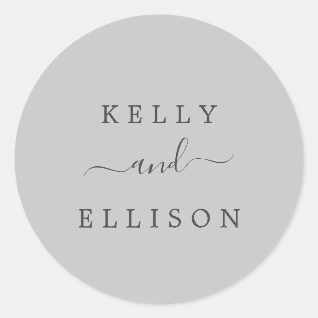 Sellos para sobres de Boda gris de primavera (Anverso)