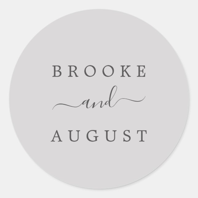 Sellos para sobres de Boda gris plateado minimalis (Anverso)