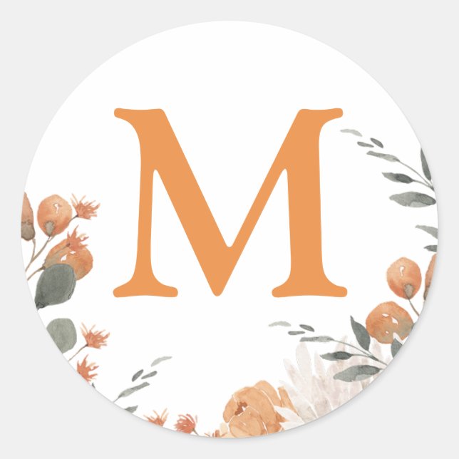 Sellos para sobres de Boda inicial de acuarela flo (Anverso)