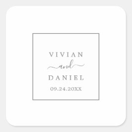 Sellos para sobres de Boda plateado minimalista