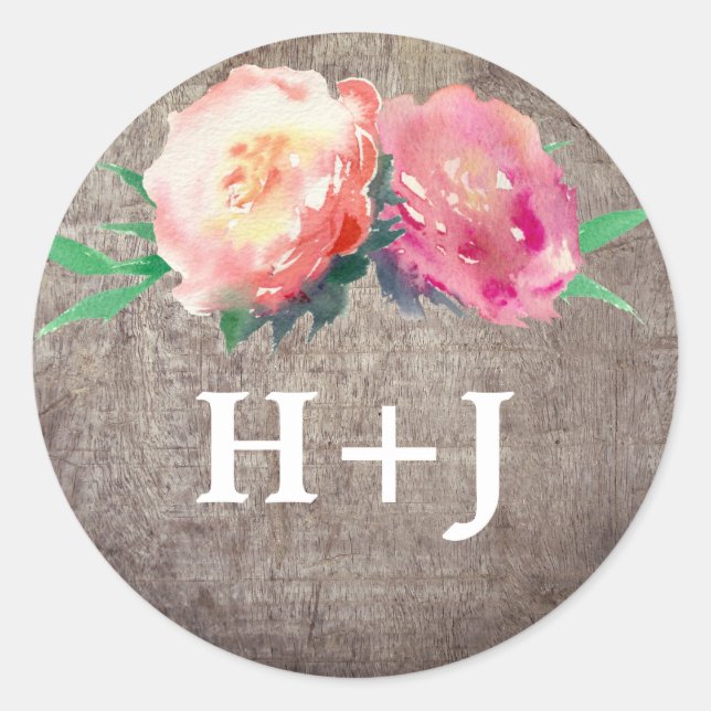 Sellos para sobres de Boda Rústico Flower Bouquet (Anverso)