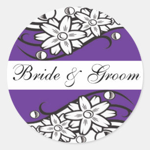 Sellos para sobres de Boda Violet Floral Bride y G