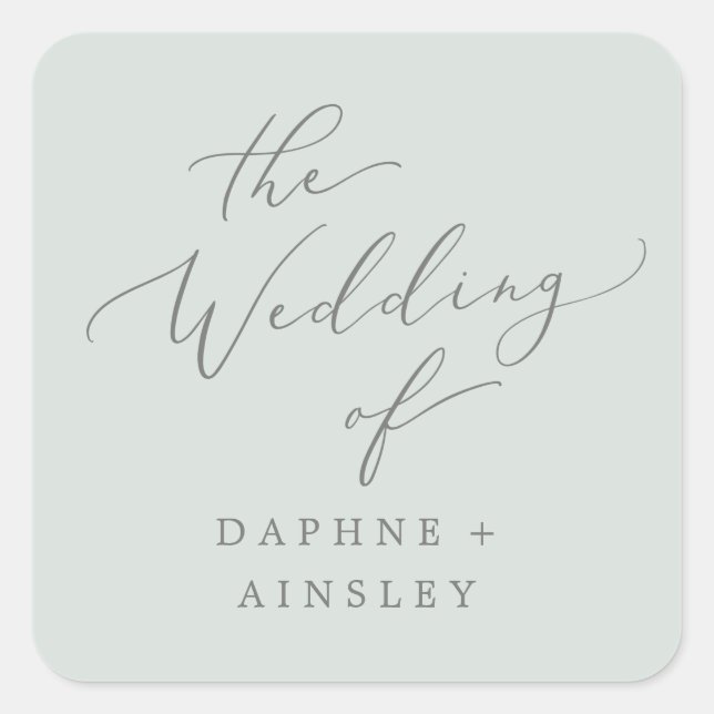 Sellos para sobres de Boda Woodland Mint Green (Anverso)