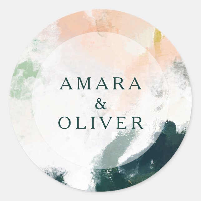 Sellos para sobres de Bodas abstractos coloridos (Anverso)