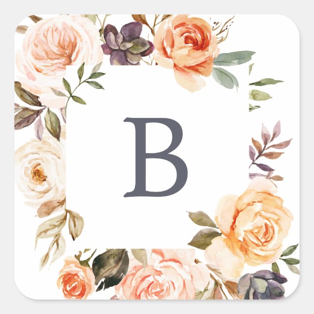 Sellos para sobres de Bodas de Florales Rústicos E (Anverso)