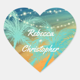 Sellos para sobres de bodas de playa | Naranja azu