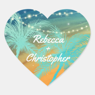 Sellos para sobres de bodas de playa   Naranja azu