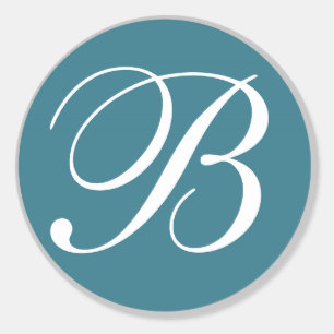 Sellos para sobres de Bodas Monogramados verde azu