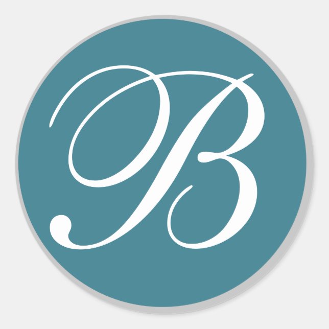 Sellos para sobres de Bodas Monogramados verde azu (Anverso)