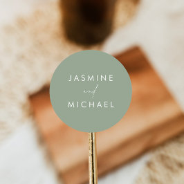 Sellos para sobres de Bodas verdes con guión moder