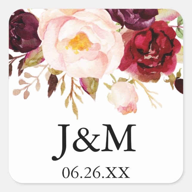 Sellos para sobres de Borgoña Marsala - Pegatinas  (Anverso)