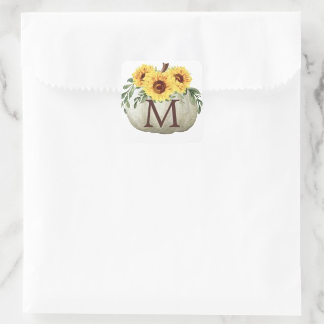 Sellos para sobres de calabaza de girasol monogram (Bolso)