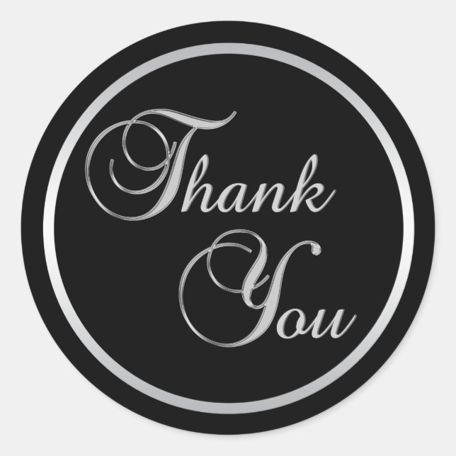 Sellos para sobres de Classy Black Silver Gracias (Anverso)