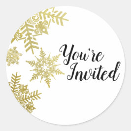 Sellos para sobres de copos de nieve dorados