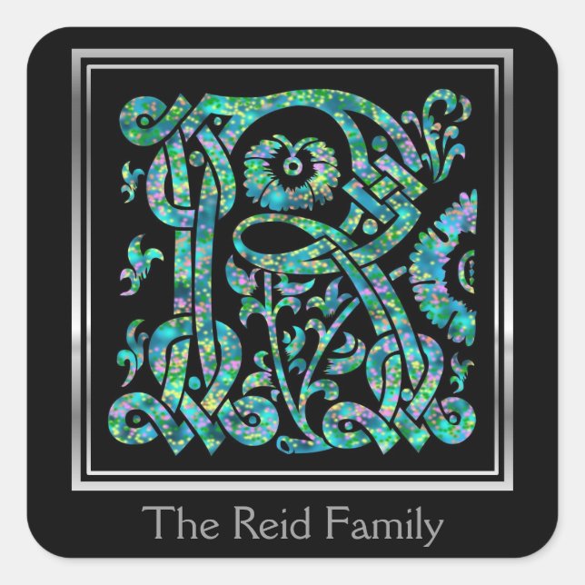 Sellos para sobres de diseño de monograma "azul ma (Anverso)