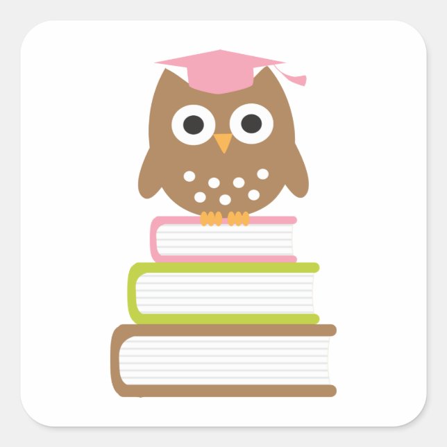 Sellos para sobres de graduación de Lechuza Rosada (Anverso)