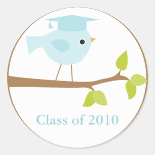 Sellos para sobres de graduación de pájaros azules