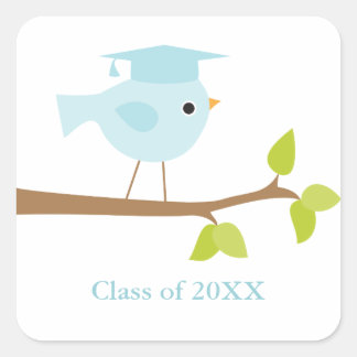 Sellos para sobres de graduación de pájaros azules
