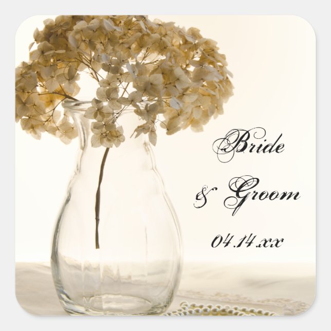 Sellos para sobres de Hydrangea Seca y Boda de Per (Anverso)