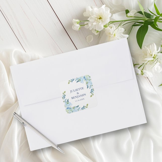 Sellos para sobres de invitación a la boda azul de (These dusty blue, floral envelope seals are perfect for a vintage or romantic wedding)