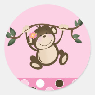 Sellos para sobres de juego de monos rosados
