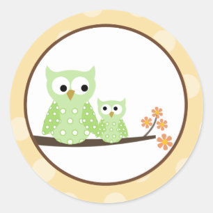 Sellos para sobres de Lechuzas de Hoot Verde