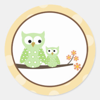 Sellos para sobres de Lechuzas de Hoot Verde