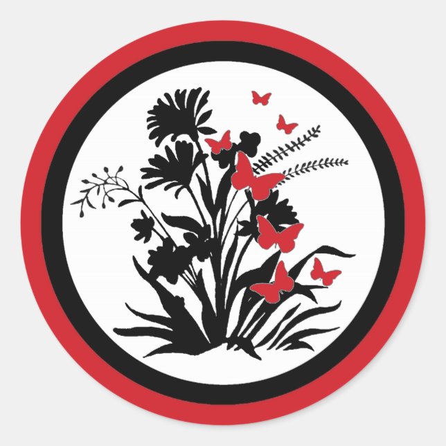Sellos para sobres de mariposa de flores blancas r (Anverso)