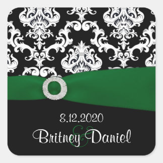 Sellos para sobres de matrimonio de damasco verde