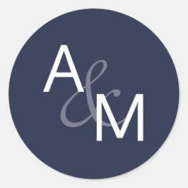 Sellos para sobres de Monograma Azul y Blanco de l