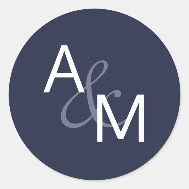 Sellos para sobres de Monograma Azul y Blanco de l (Anverso)