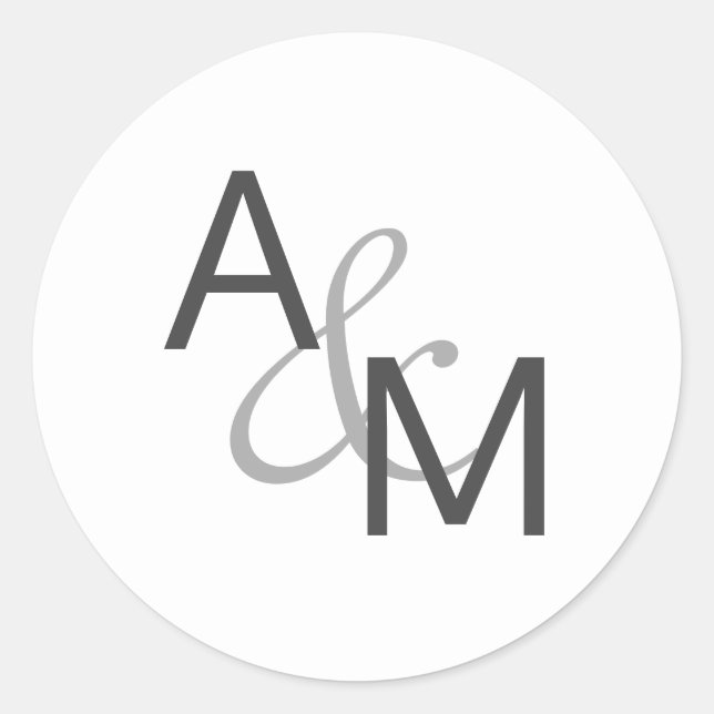 Sellos para sobres de monograma blanco y gris de c (Anverso)