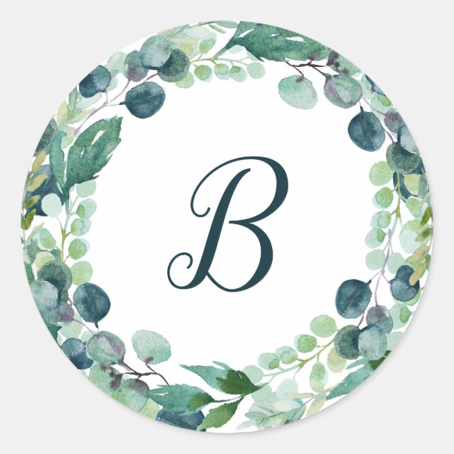 Sellos para sobres de monograma de Wreath de veget (Anverso)