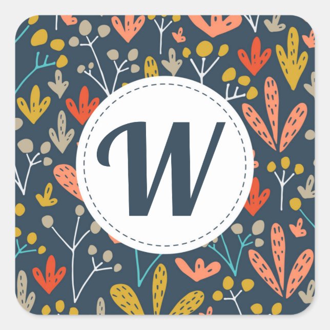 Sellos para sobres de Monograma Floral Fun Fall (Anverso)
