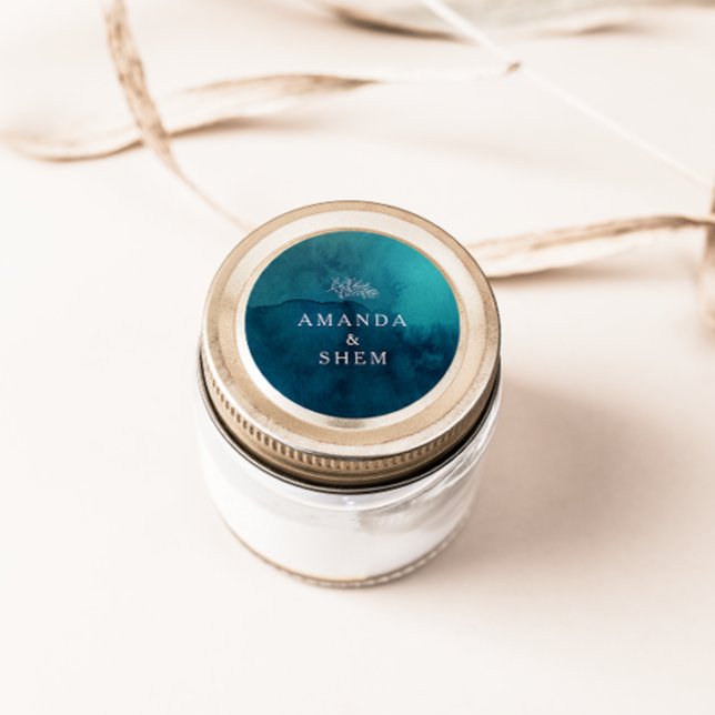 Sellos para sobres de Moody Ocean Watercolor Boda (Subido por el creador)