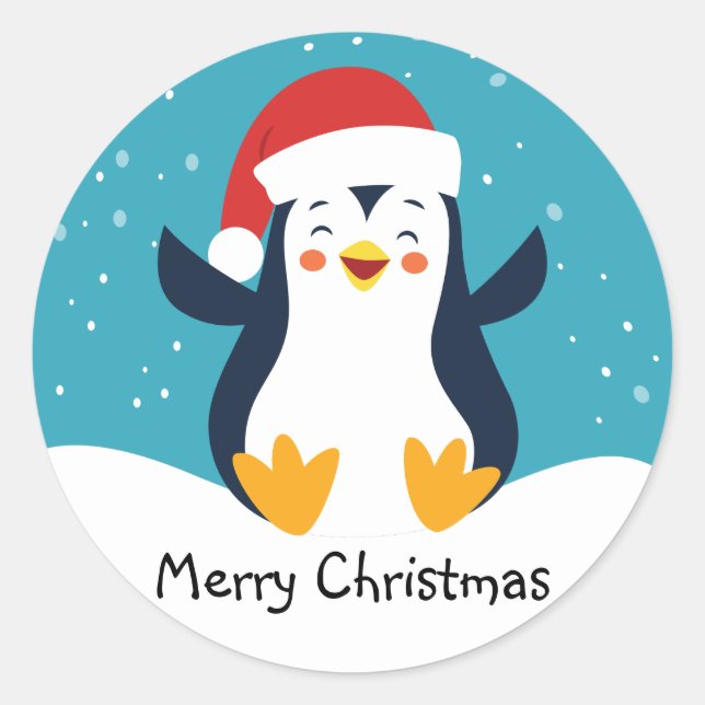 Sellos para sobres de Navidades de Cute Pingüino (Anverso)
