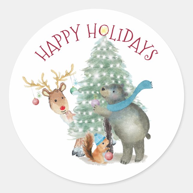 Sellos para sobres de Navidades de osos de renos f (Anverso)