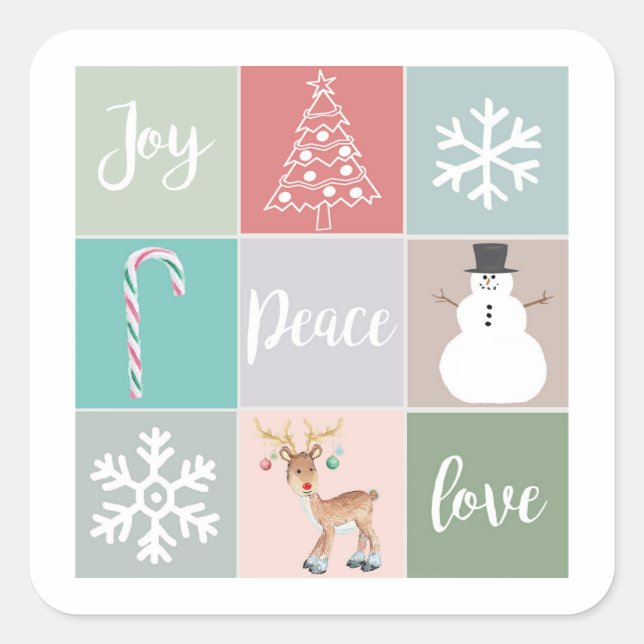 Sellos para sobres de Navidades de Retro Joy (Anverso)