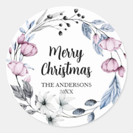 Sellos para sobres de Navidades florales rosados