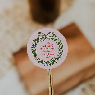Sellos para sobres de Navidades rosados de época d