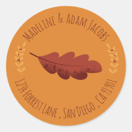 Sellos para sobres de otoño de hoja de roble