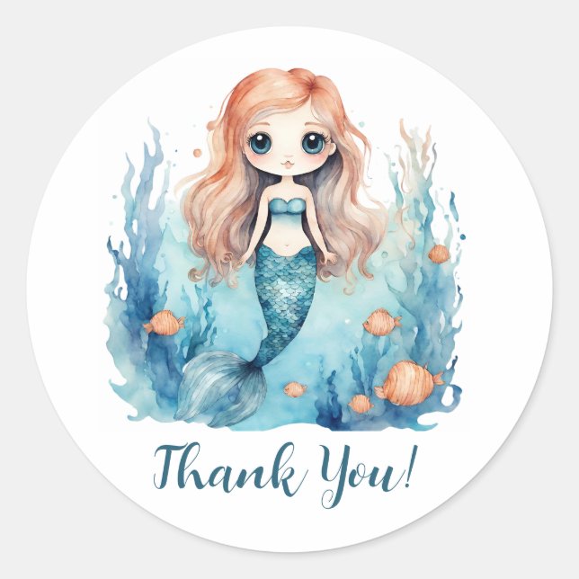 Sellos para sobres de Sirenas Pegatinas Gracias (Anverso)
