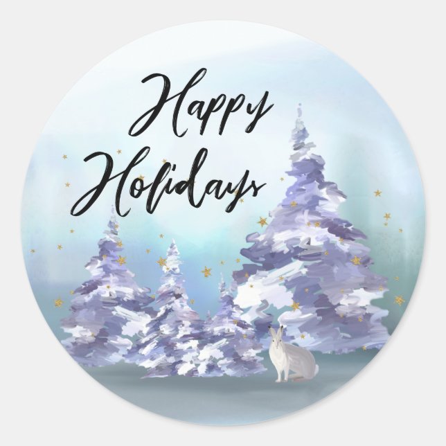 Sellos para sobres de Woodlands Happy Holidays (Anverso)