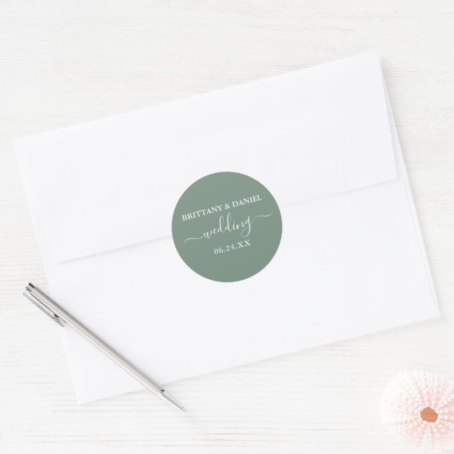 Sellos para sobres del Boda Calligraphy Sage Green (Sobre)