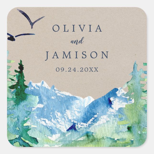 Sellos para sobres del Boda Kraft Rocky Mountain (Anverso)