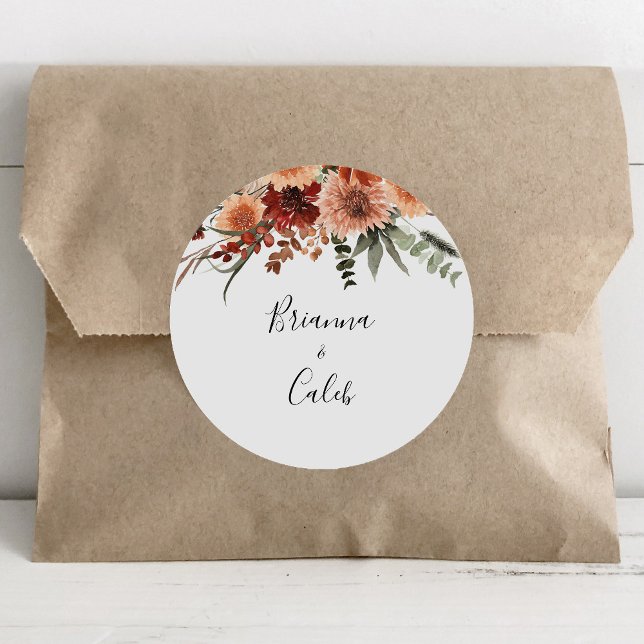 Sellos para sobres del Boho Boda de flores de otoñ (Subido por el creador)