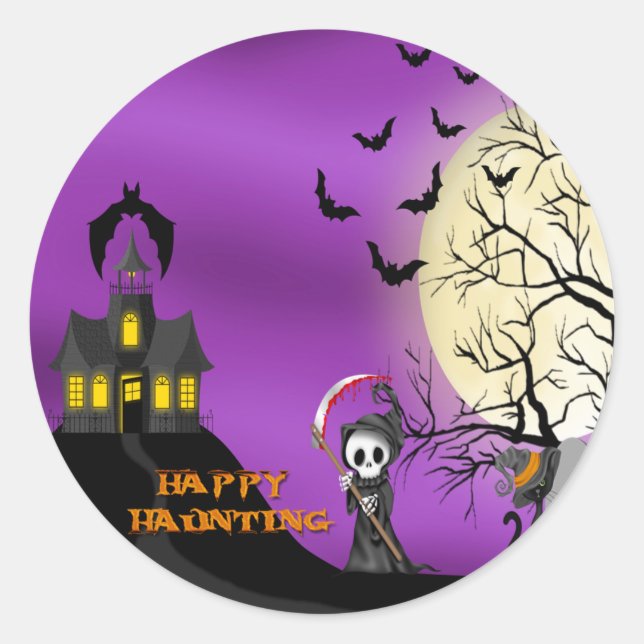 Sellos para sobres felices de Haunting Reaper (Anverso)