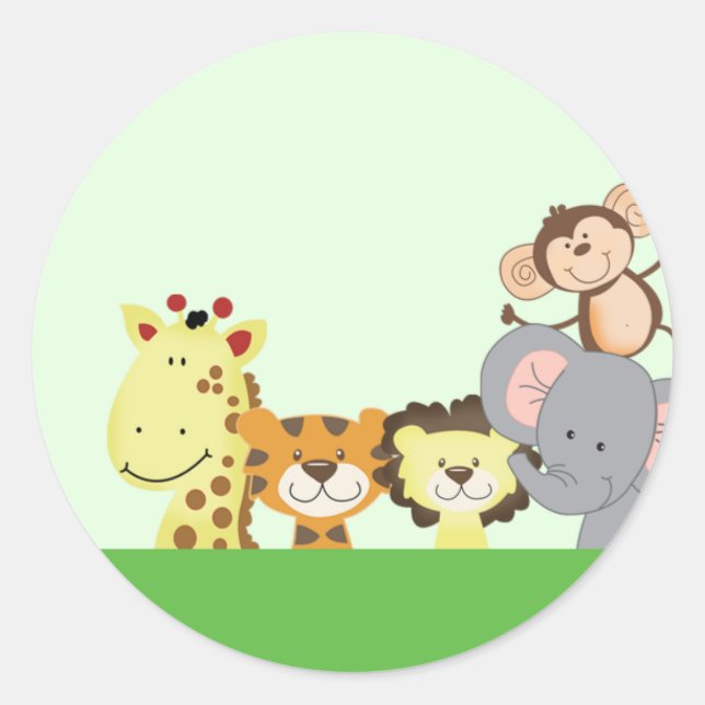 Sellos para sobres FIESTAS JUNGLE ZOO - Verde (Anverso)