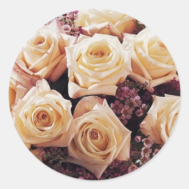 Sellos para sobres florales blancos y morados (Anverso)